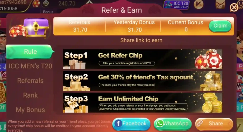 Lucky Teen Patti APP Refer & Earn Program