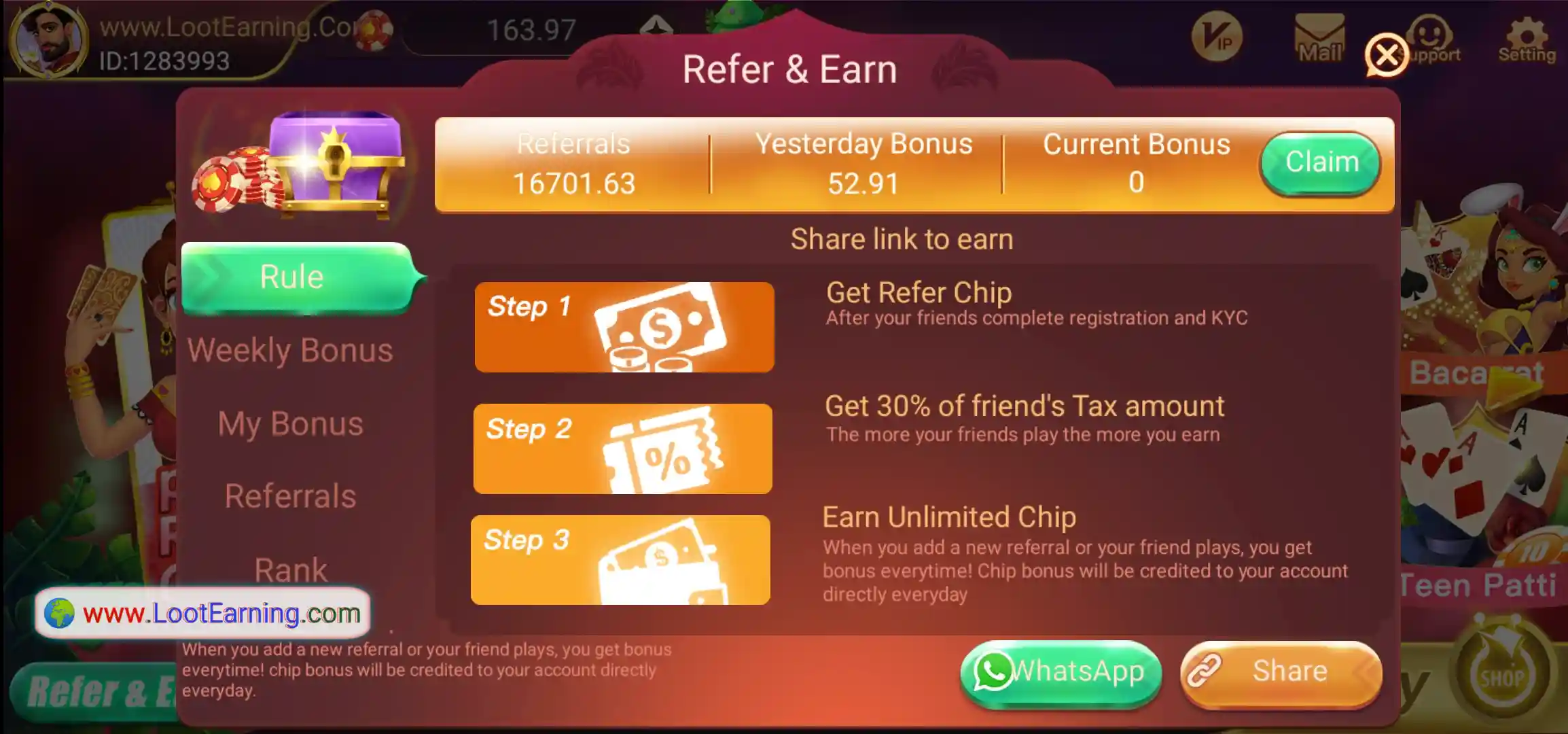 Rummy Glee App Refer & Earn